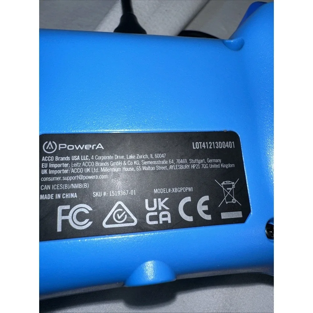 Power A Blue Enhanced Wired Xbox One Controller With Cable NOT TESTED